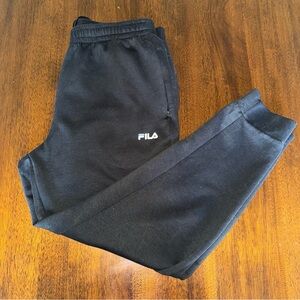 Fila Black Joggers Sweatpants Drawstring Pockets Size Large